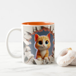 3D Niedlich Baby Kitten Hot Cocoa Kaffees Tiere Zweifarbige Tasse