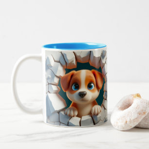 3D Niedlich Baby Puppy Hot Cocoa Kaffee Tiere Zweifarbige Tasse