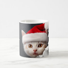 3D Niedlich Kitten mit Weihnachtsmannmütze Kaffeetasse