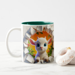 3D Niedliche Baby Goat Hot Cocoa Kaffees Tiere Zweifarbige Tasse