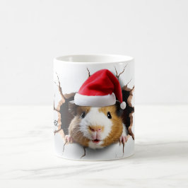 3D Niedliche Guinea mit Weihnachtsmannmütze Kaffeetasse