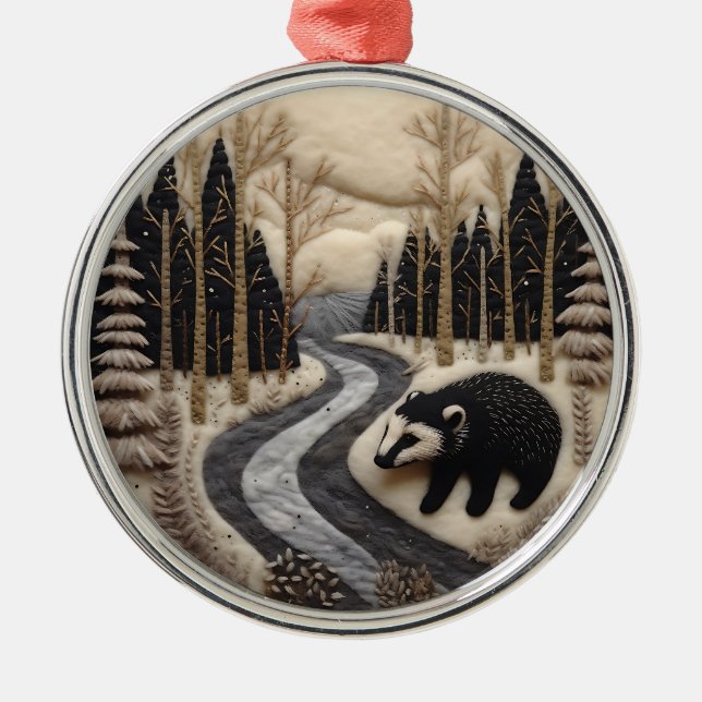 3D Niedliche Waldtierkirchen Ornament Aus Metall (Vorne)