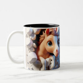 3D Niedliches Baby Horse Hot Cocoa Kaffees Tiere Zweifarbige Tasse