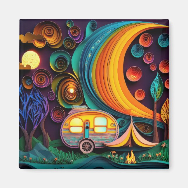 3D Night Camping Magnet (Vorne)