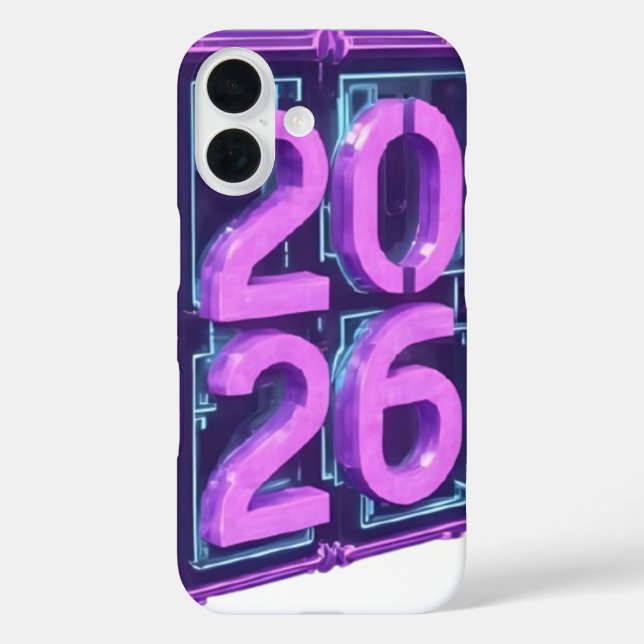 3D Number Design for New Year 2026 iPhone 16 Hülle (Rückseite)