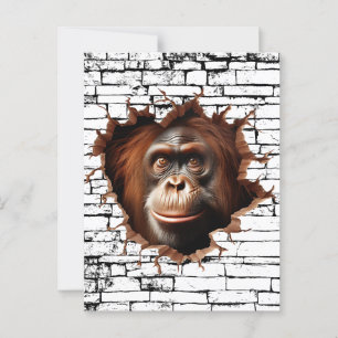 3D Orang-Utan-Wandbruch-Kunst – Realistischer Safa Postkarte