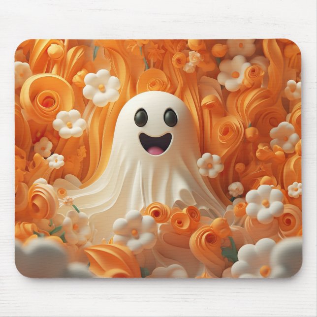 3D Orange und White Ghost Mousepad (Vorne)