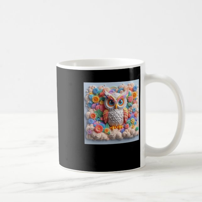 3d Owl #4 Aufkleber Kaffeetasse (Rechts)