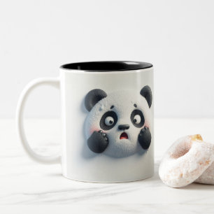 3D-Panda-Bär-Funny-Tiere Zweifarbige Tasse