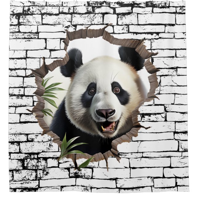 3D Panda Wall Break - The Restaurant Duschvorhang (Vorderseite)