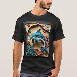 3D Paper Art Dolphin Design T - Shirt