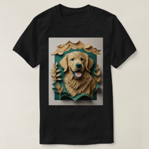 3D Paper Art Golden Retriever Design T - Shirt