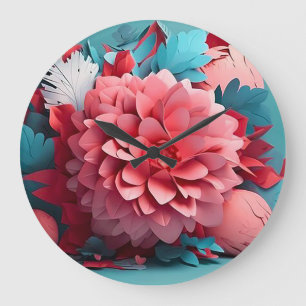 3D-Paperblumen Große Wanduhr