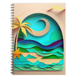 3D Papercraft Tropical Beach Notizblock