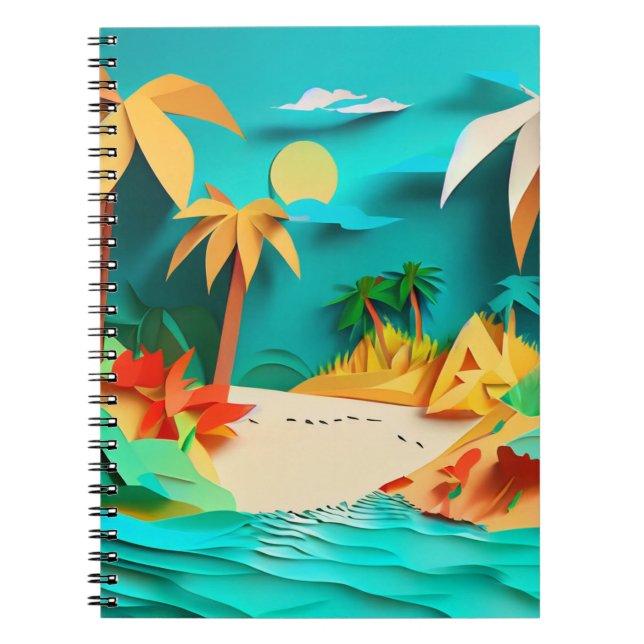 3D Papercraft Tropical Beach Notizblock (Vorderseite)