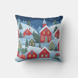 3D Papercut Christmas Village Kissen