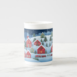 3D Papercut Christmas Village Prozellantasse