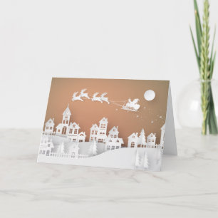 3D Papier geschnittenes Dorf Feiertagskarte