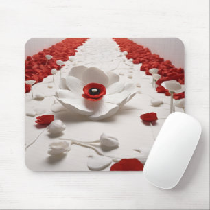 3D-Papierblumenkunst Fettes Rot-weiß-Design Mousepad