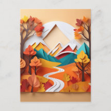 3D-Papierkunst, Landschaft im Herbst in der stille