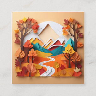 3D-Papierkunst, Landschaft im Herbst in der stille Quadratische Visitenkarte