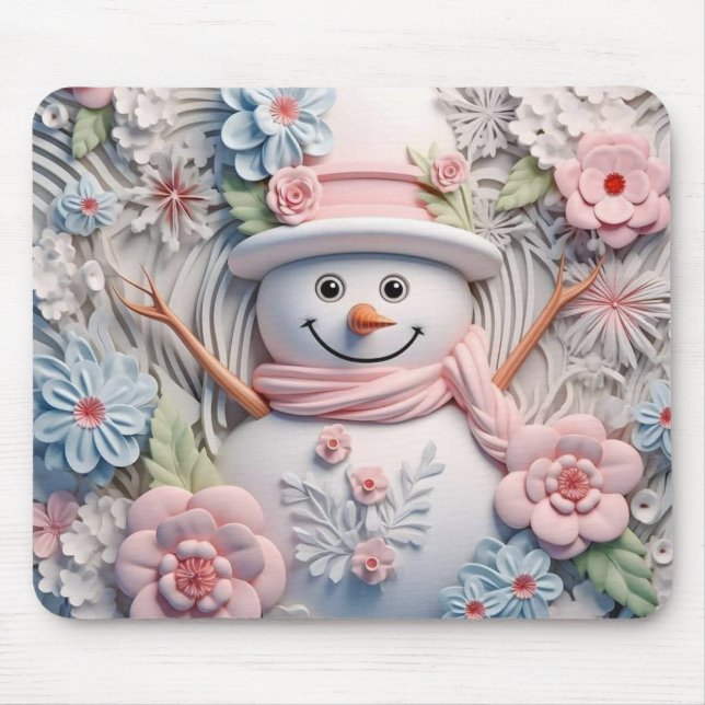 3D Pastel Snowman Mousepad (Vorne)