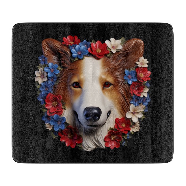 3D Patriotic Shetland Sheepdog Schneidebrett (Vorderseite)