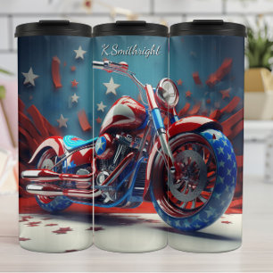 3D Patriotische Motorradsterne Thermosbecher