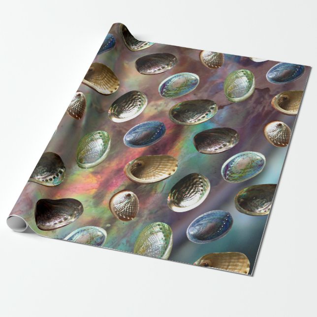 3D-Paua-Muscheln im Paua-Hintergrund Geschenkpapier (Ungerollt)