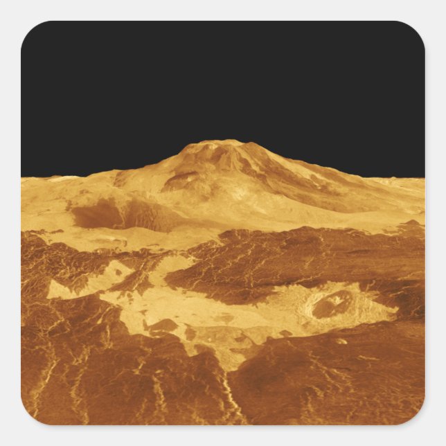 3D-Perspektive Maat Mons auf der Venus Quadratischer Aufkleber (Vorderseite)