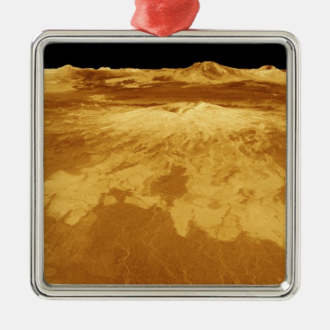 3D Perspektive Sapas Mons auf der Venus Silbernes Ornament (Vorne)