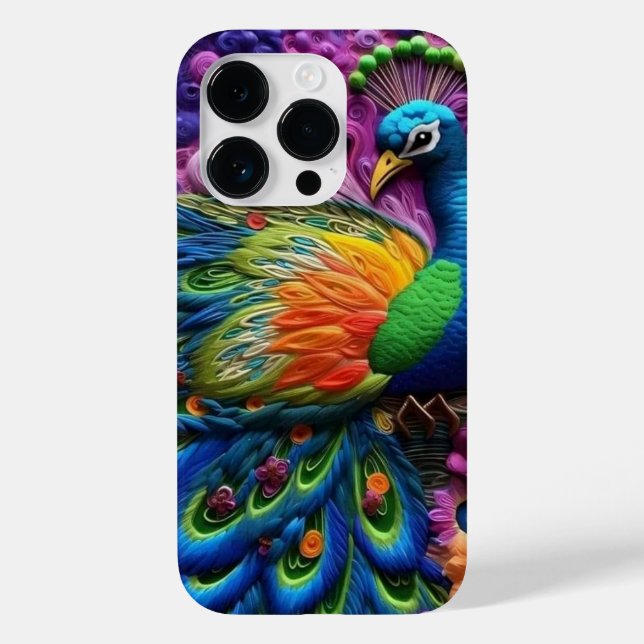 3D-Pfau Case-Mate iPhone 14 Pro Hülle (Rückseite)