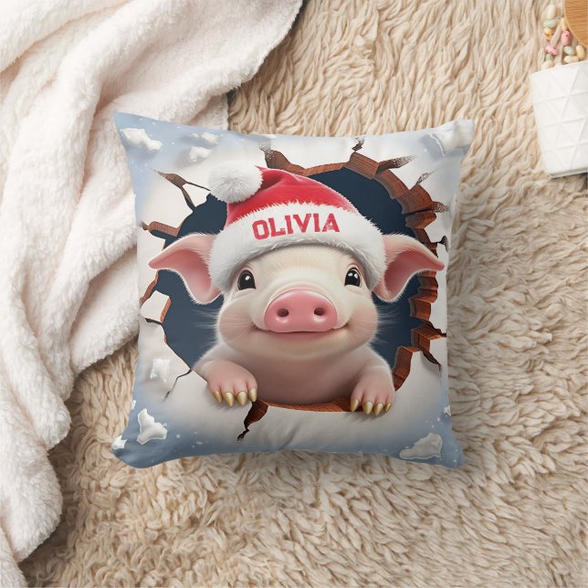 3D Piglet Christmas Kissen (Decke)