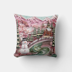 3D Pink Christmas Throw Kissen