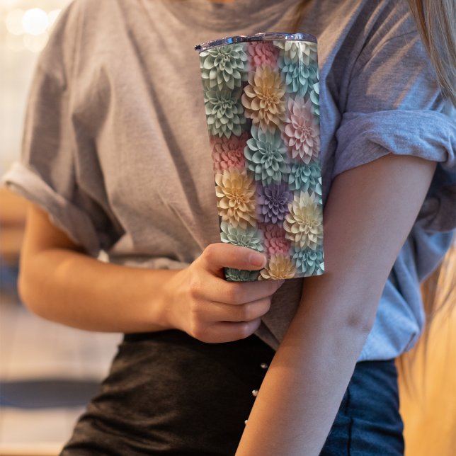 3D Pink Pastor Floral Thermosbecher (CUTE 3D FLORAL DAHLIA TUMBLER)