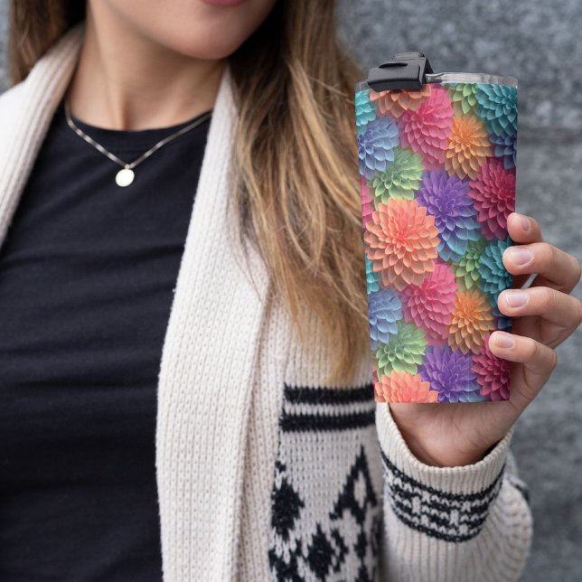 3D Pink Pastor Floral Thermosbecher (COLORFUL ROSES FLORAL TUMBLER)