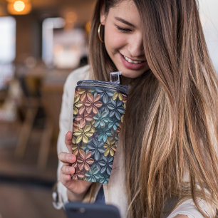 3D Pink Pastor Floral Thermosbecher