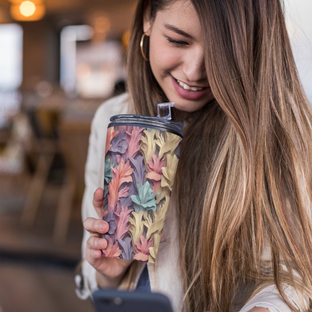 3D Pink Pastor Floral Thermosbecher (Iris floral tumbler)