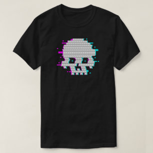 3D-Pixel-Totenschädel-Glitch-Art-Gamer-Geschenk T-Shirt
