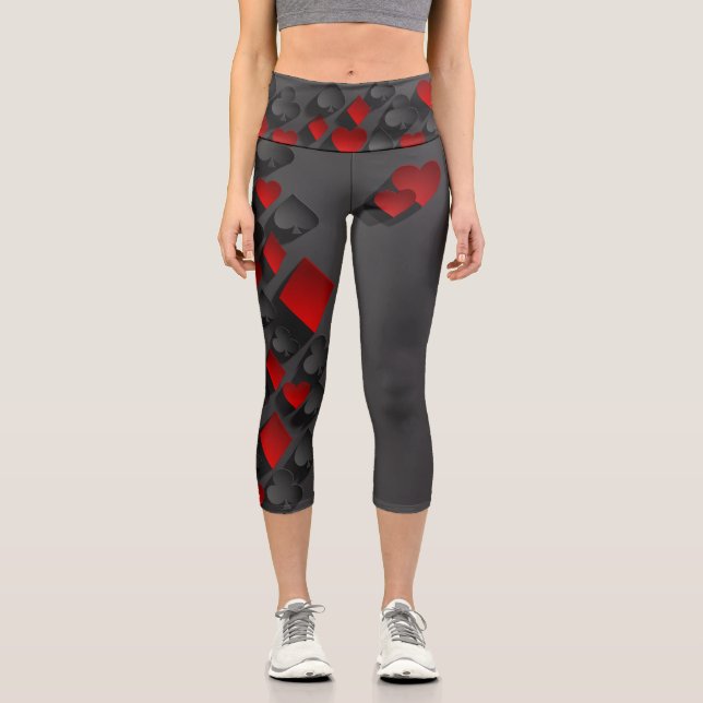 3D-Poker Kartenspielen Anzug Capri Leggings (Vorderseite)