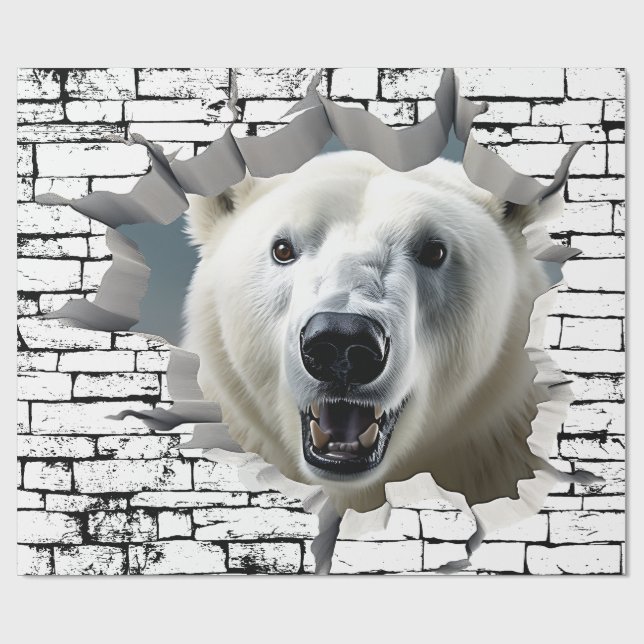 3D Polar Bear Wall Break - The Restaurant Geschenkpapier (Flach)