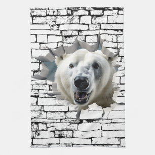 3D Polar Bear Wall Break - The Restaurant Geschirrtuch