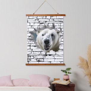 3D Polar Bear Wall Break - The Restaurant Wandteppich Mit Holzrahmen