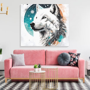 3D Polarwolf Leinwanddruck