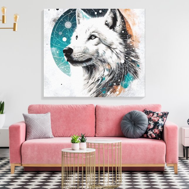 3D Polarwolf Leinwanddruck (Insitu (Wohnzimmer))