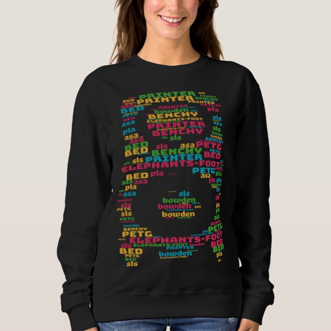 3D Printer hot end word cloud Sweatshirt (Vorderseite)