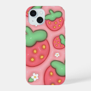 3D-Puffy-Pink-Erdbeere-Ästhetik-Handyhülle iPhone 15 Hülle