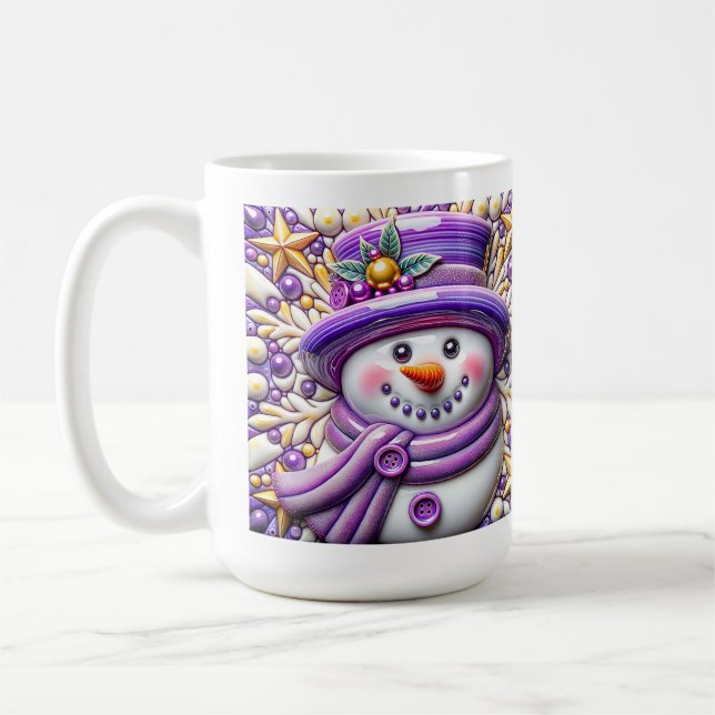 3D Purple Christmas Snowman Kaffeetasse (Links)