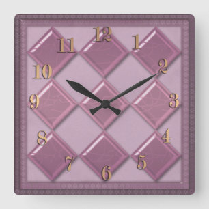 3D Purple Color Quadratische Wanduhr
