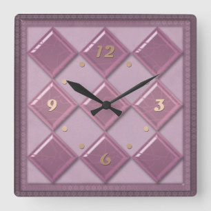 3D Purple Color Quadratische Wanduhr